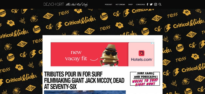surfing websites